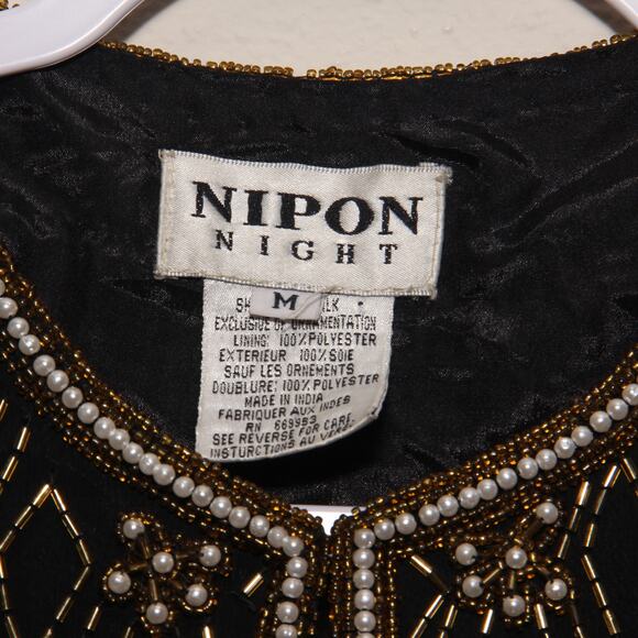 Vintage Nipon Night Beaded Evening Jacket Size Medium 80s - Picture 5 of 8